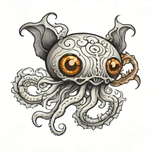 Gorgon Jellyfish With Fiery Eyes White Dragon