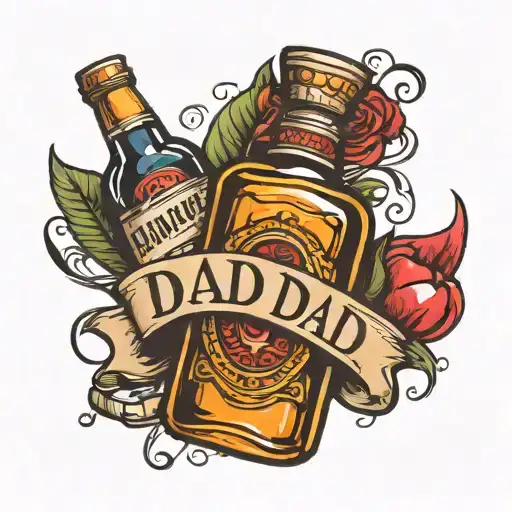 Dad Bottle Of Whiskey Love Heart Around It