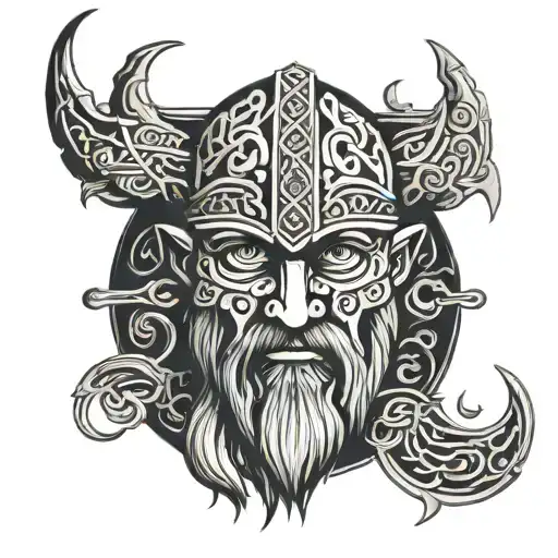 Viking God Mask Full Chest And Stomach Using Nordic Runes