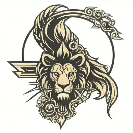 Lion Head With Cross