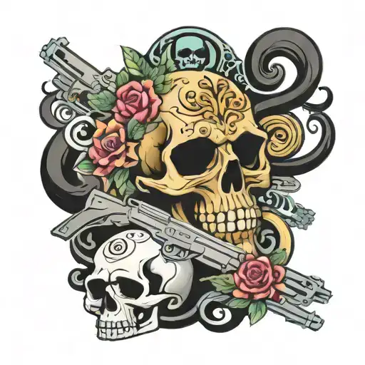 Skulls Money Guns Drugs Incorporated Tattoo