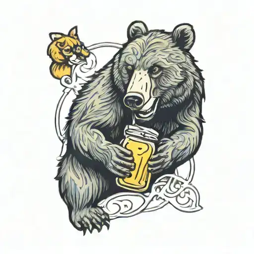 Bear Licking A Honeyjar