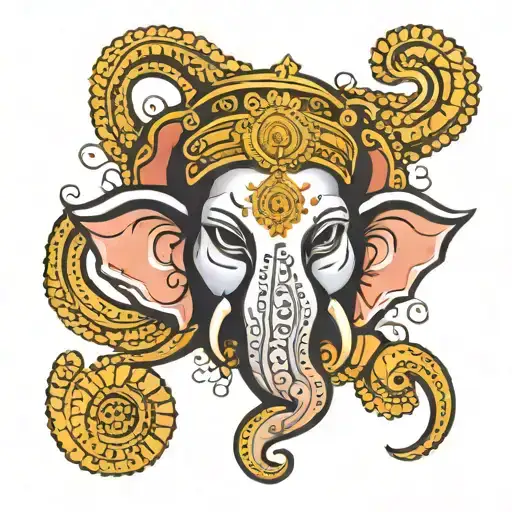 Lord Ganesha Face Mask Into Om Symbol Incorporated