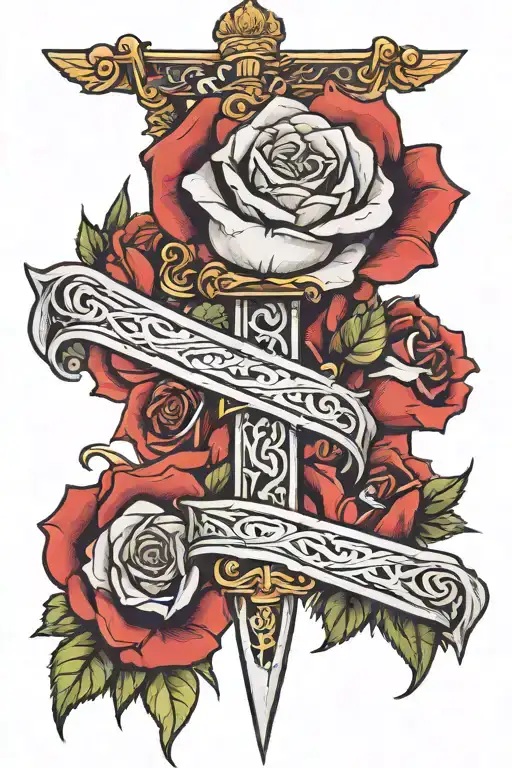 Rose Turning Into A Sword Intertwined