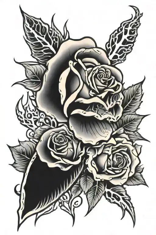 Rose With Skeletion Hand Around It Luminous Points