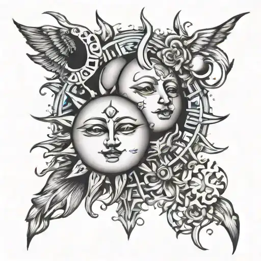 Sun And Moon Merging Together