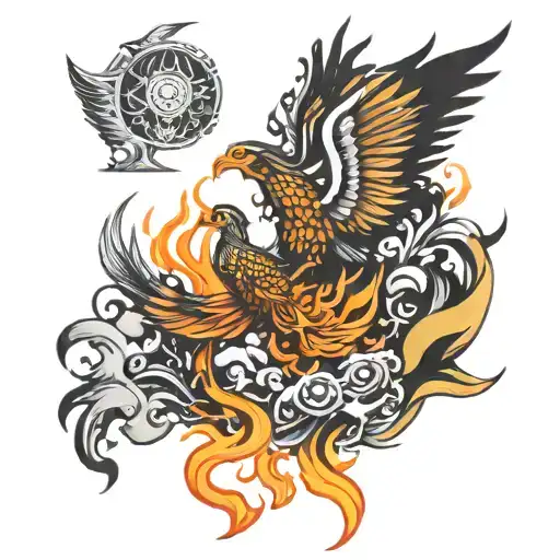 Trishul And Phoenix Rising From The Ashes