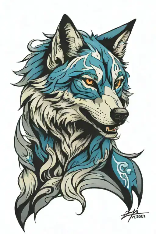 Blue Grey Wolf Face