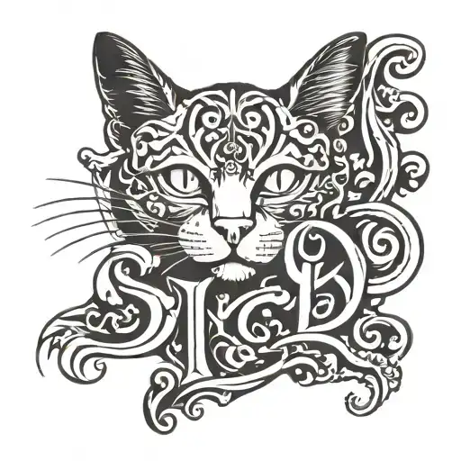 Letters S And B In Form Of A Cat Sitting