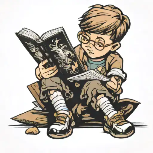 Kid Sitting Reading Book