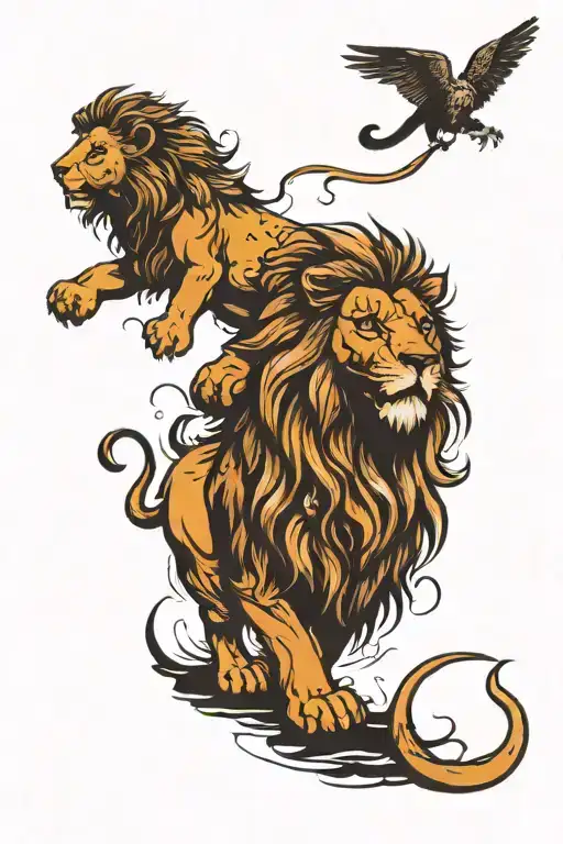 Lion Above A Scared Child