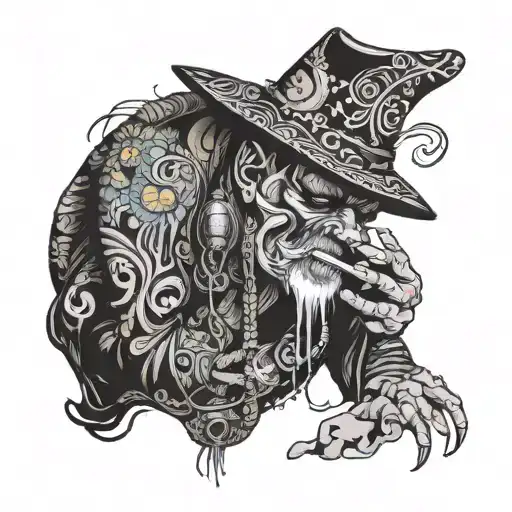 A Fuan Snorting Cocaine With Psychedelic Patterns