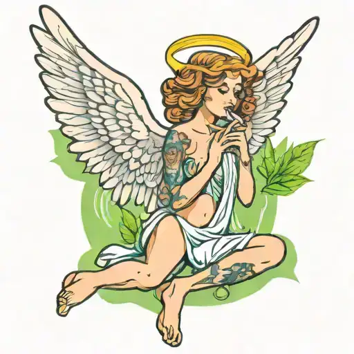 An Angel Smoking Weed