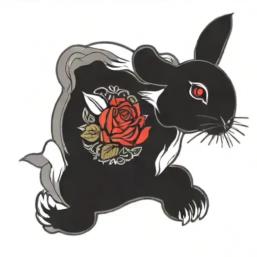 Red Rose With White Bunny Inside The Rose