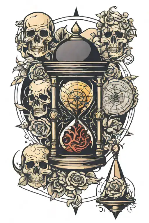 Hourglass Compass Skull