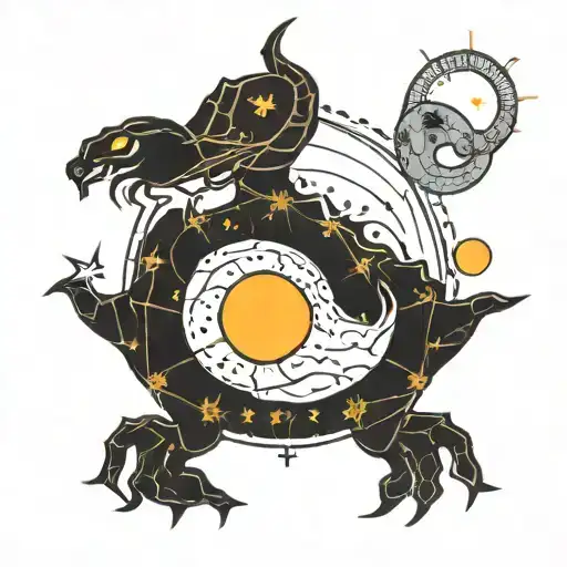 Scorpio Constellation Sun Moon Stars Scorpio Sign Intertwined