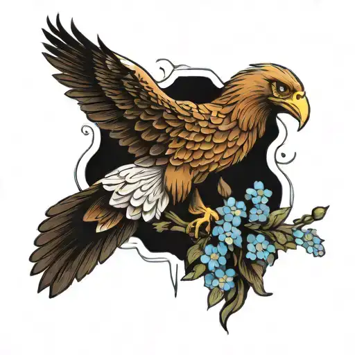 Eagle Holding Forget Me Not Flowers