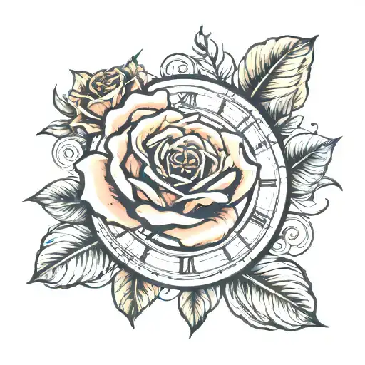 Rose With Roman Numeral Clock