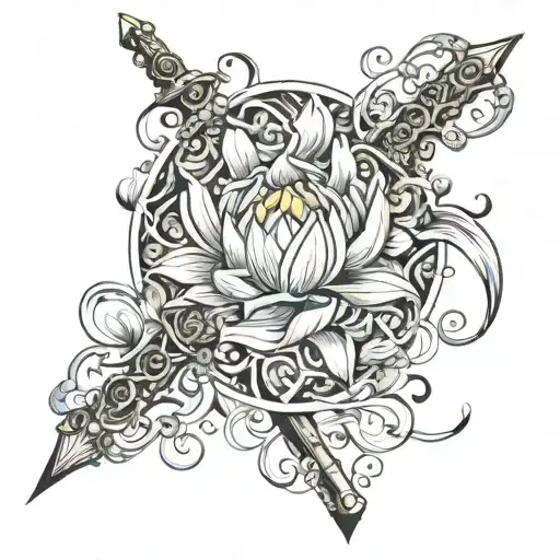 Lotus Flower Vines Wrapping Around The Sword Of Truth