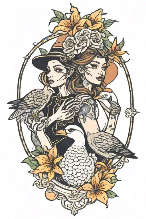 Lily And Goose Sitting In A Hot