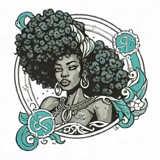 Afro Women Aquarius Zodiac Sign