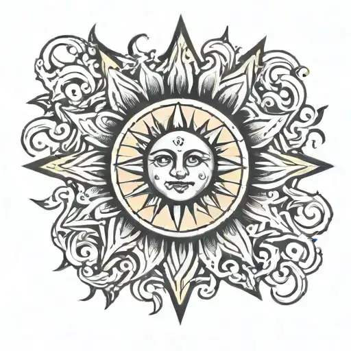 A Sun With Seven Rays Coming