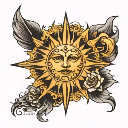 Sun With Rays Shining Incorporating The Names Abigail And Henry