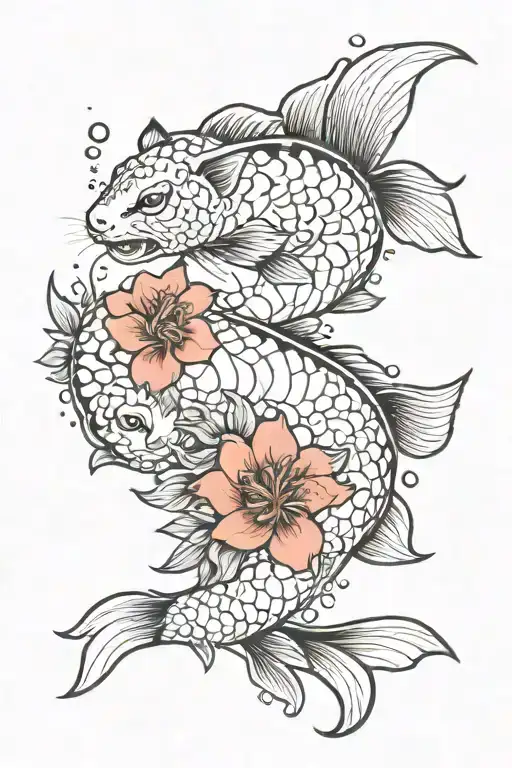 Pisces Fish Tiger Flowers