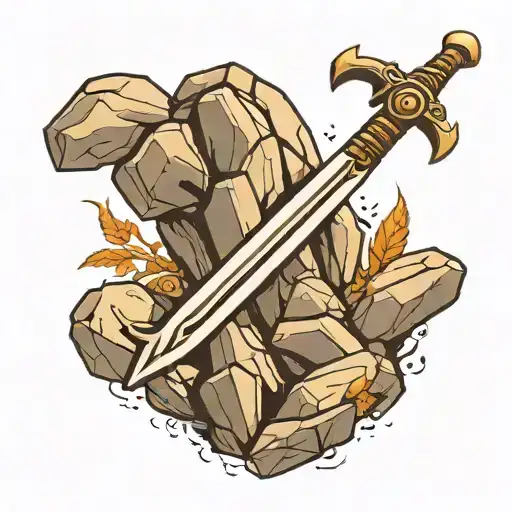 A Sword Stuck In A Rock In A C Shape