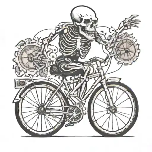 Skeleton Riding A Bike With Feet Off The Pedals