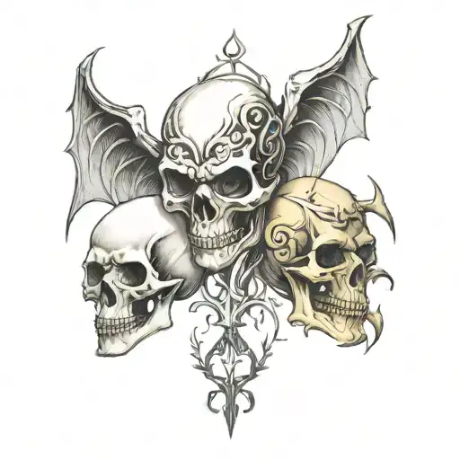 Skull And Demon Half Angel