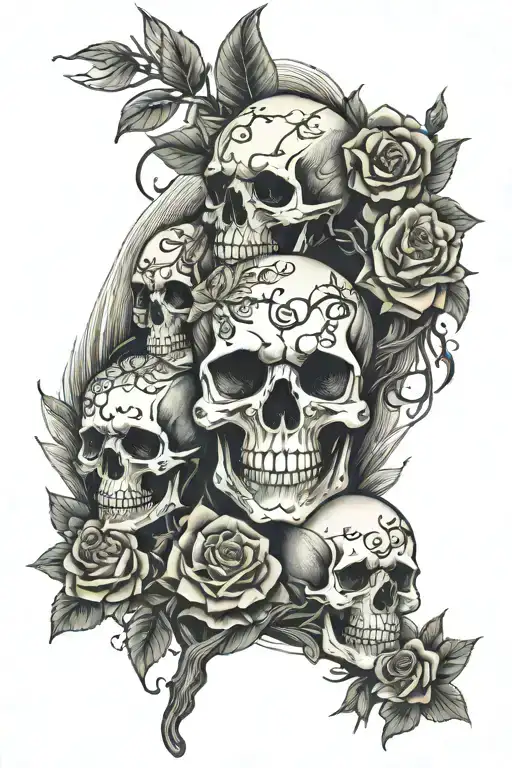 Skull Tattoo Family Tree Father Mother Son Son Daughter