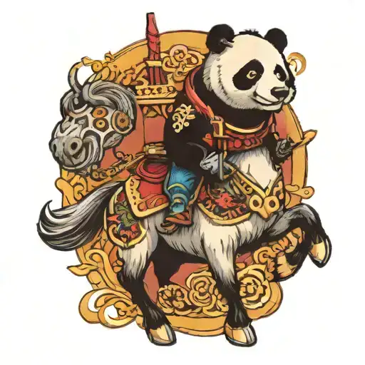 A Panda Riding A Horse