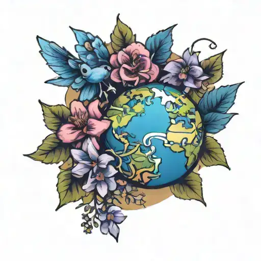 Globe With Plane And Larkspur Flower