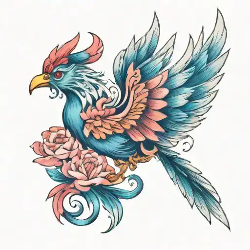 White Blue Pink Phoenix
