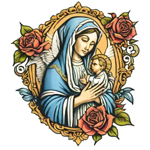 Virgin Mary Holding Angle