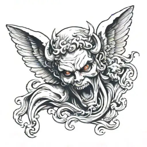 Angel Statue Devil Head