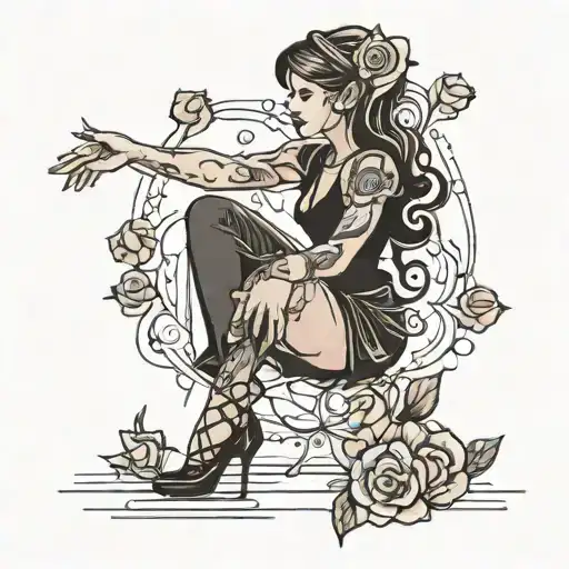 Girl Dancing With Rose Petals At Her Feet