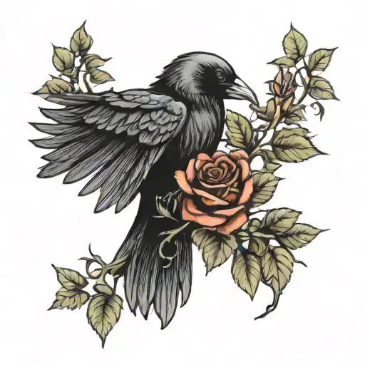 Crow And Roses Wrapped
