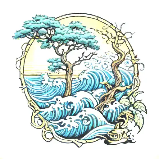 Pomb Tree Beach Sun Waves Crashing