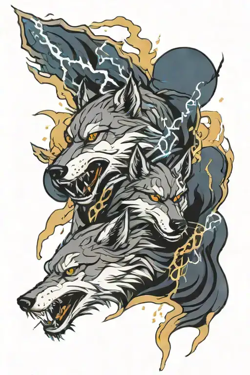 Wolf And Ninja With Lightning Storm