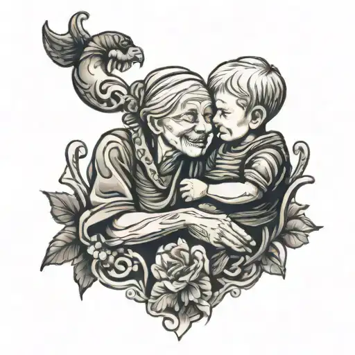 Grandma And Grandson Holding Hands