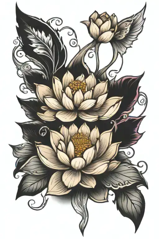 Lotus Flower Blooming Angel Wings 2019 And Three Hearts