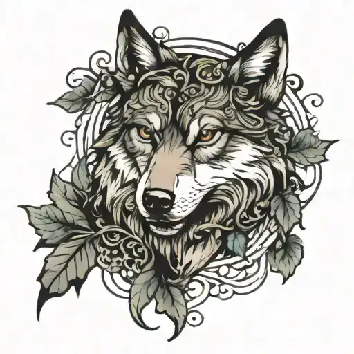 Vines Surrounding A Wolf