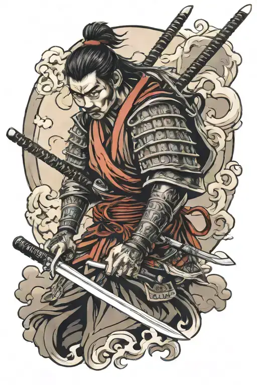Samurai Warrior Wielding A Sword