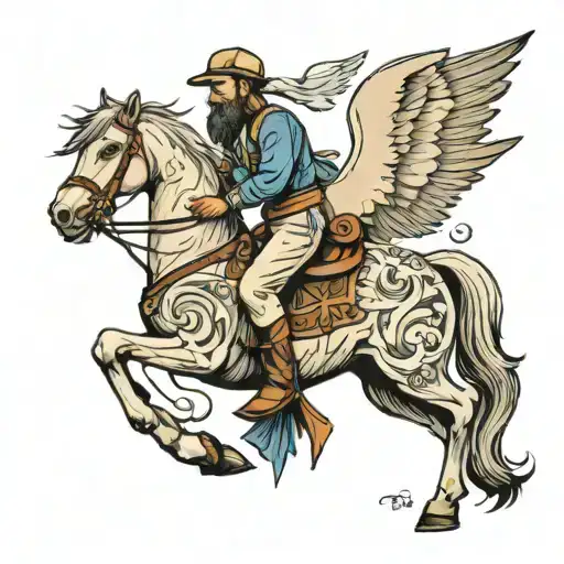 Man On Horse With Dove Under
