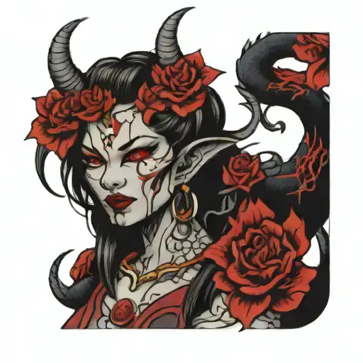 Oni Woman Dragon Rose Growing