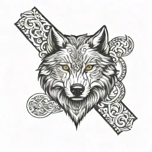 Forearm Wrap With Wolf Face In The Middle