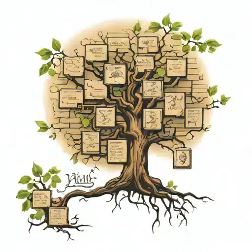 A Family Tree Brick Wall Tattoo Design