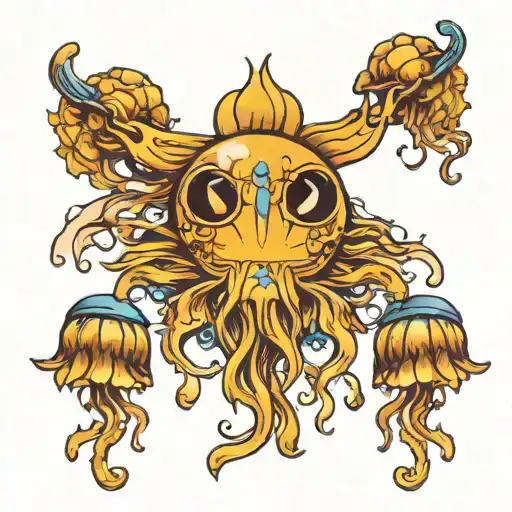 Sun With Bluebell Flower Jellyfish